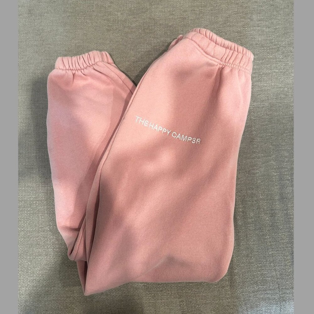 THE HAPPYCAMP3R Womens Sweatpants Light Pink Joggers Athleisure Comfy Large